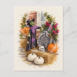 Festividades Cartão Postal Aquarela Cemitério de Bruxas de Hall