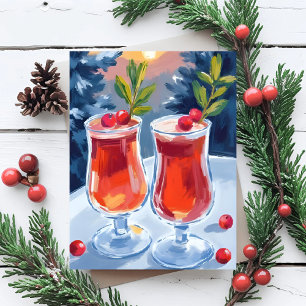 Festividades Cartão postal aquarela de coquetéis de Natal