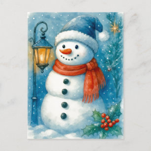 Festividades Cartão postal aquarela de Natal Cena de Lanterna c