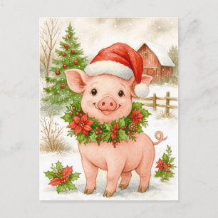Festividades Cartão Postal Aquarela do Leitão de Natal