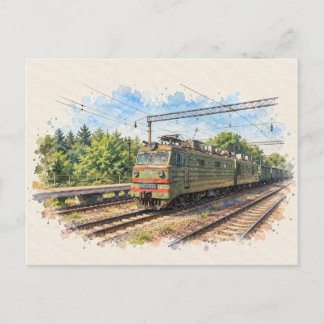 Festividades Cartão postal aquarela do trem elétrico de Kiev, U