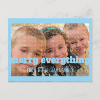 Festividades Cartão postal com Feliz de Tipografia Azul Tudo