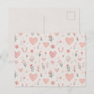 Festividades Cartão postal com padrão de corações florais suave
