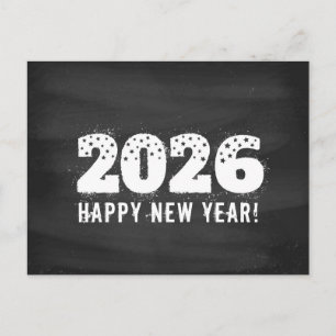 Festividades Cartão postal com texto de 2026 em quadro-negro. A