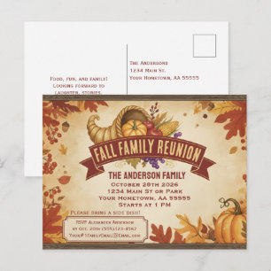 Festividades Cartão postal Cornucópia de Abóbora Folhas de Outo