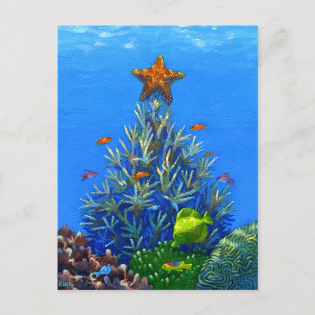 Festividades Cartão postal da Árvore de Natal Coral (Frente)