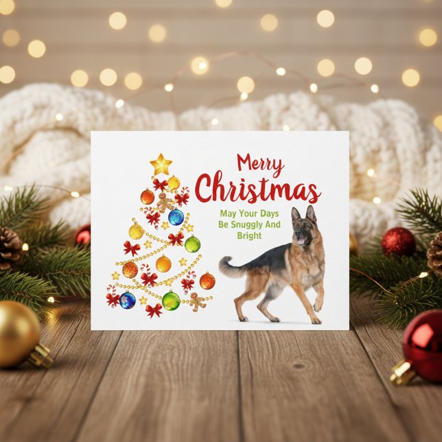 Festividades Cartão postal da árvore de Natal german shepherd (German Shepherd Christmas Tree Postcard)