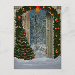 Festividades Cartão postal da Cena de Natal de inverno