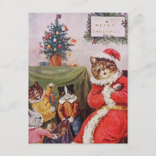 Festividades Cartão postal da família de gatos Louis Wain Chris
