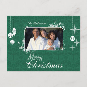 Festividades Cartão postal da família de Natal Green Chandelier