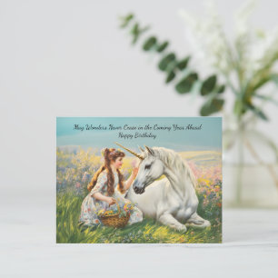 Festividades Cartão postal de aniversário do Unicorn Vintage