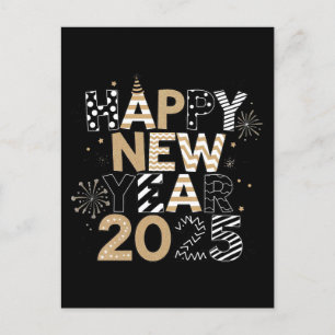 Festividades Cartão Postal de Ano Novo 2025 – Saudação Divertid