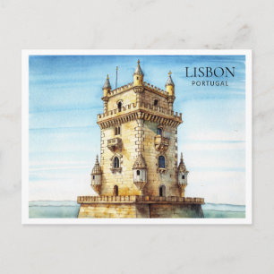 Festividades Cartão Postal de Aquarela da Alfama de Lisboa Arte