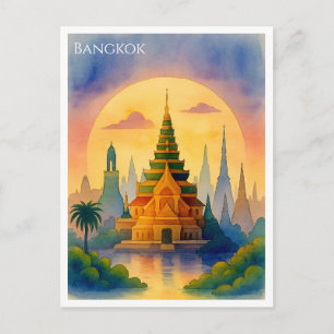Festividades Cartão postal de aquarela de Banguecoque, Tailândi