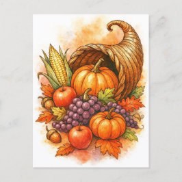 Festividades Cartão postal de aquarela do Dia de Ação de Graças