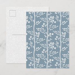 Festividades Cartão postal de arte floral azul empoeirado elega