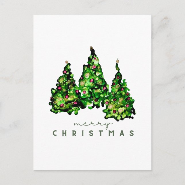 Festividades Cartão Postal de Árvore de Natal com Design de Tin (Frente)