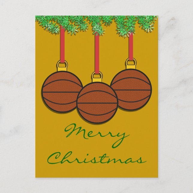 Festividades Cartão postal de basquete de Natal (Frente)