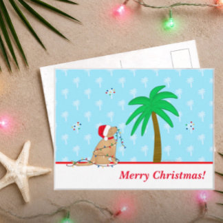 Festividades Cartão Postal de Cachorro com Luzes de Natal Alegr