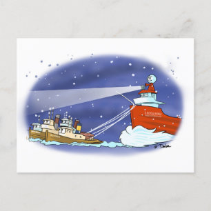 Festividades cartão postal de cargueiro do Papai Noel
