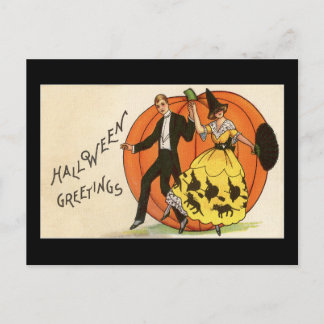 Festividades Cartão postal de casal dançando vintage no Hallowe