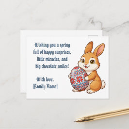 Festividades Cartão Postal de Coelho Personalizado - Ovo Étnico