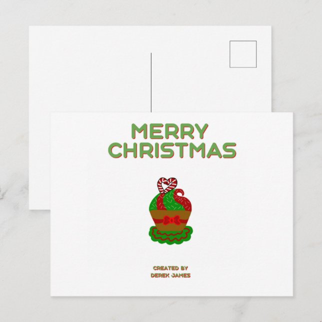 Festividades Cartão postal de Cupcake natalino (Frente/Verso)