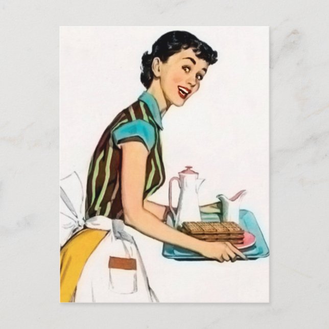 Festividades Cartão postal de dama retro bonito (Frente)
