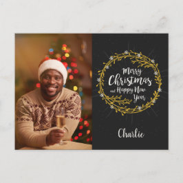 Festividades cartão postal de desejos de Natal com SUA FOTO & N