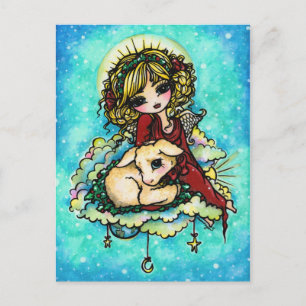 Festividades Cartão postal de fantasia de arte do Angel Lamb Sn
