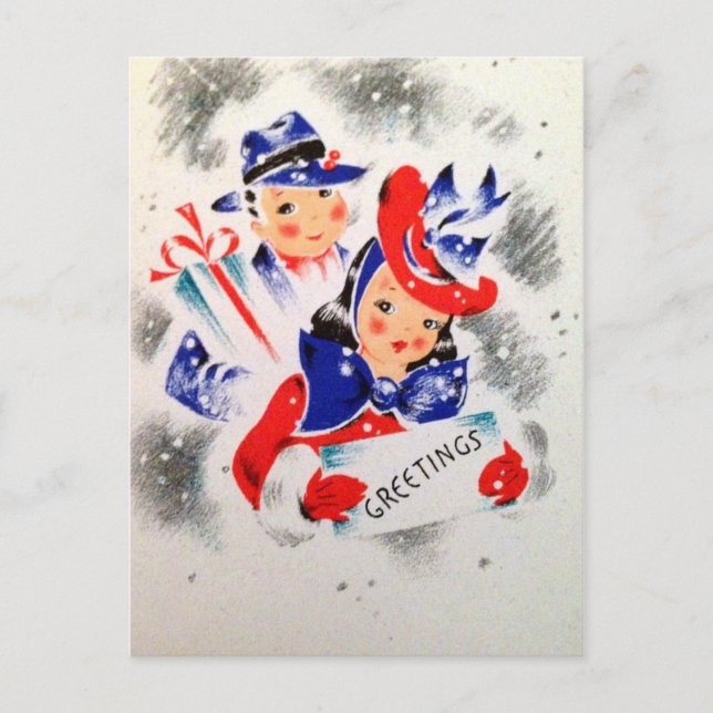 Festividades Cartão postal de Feriado de casal retrorado (Frente)