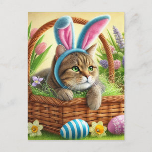 Festividades Cartão postal de Feriado de Gato de Páscoa Bonita