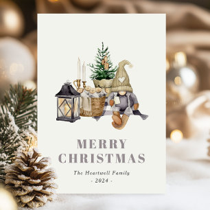 Festividades Cartão postal de Feriado Gnomo de Hygge Rustic de