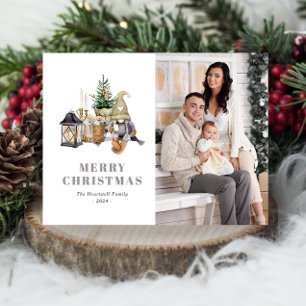 Festividades Cartão postal de Feriado Gnomo Russo da Watercolor