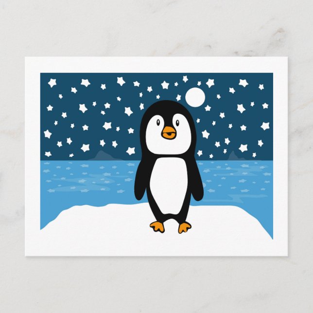 Festividades Cartão postal de Feriado Starry Penguin (Frente)