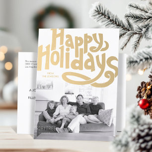 Festividades Cartão postal de feriados felizes com letra Dourad