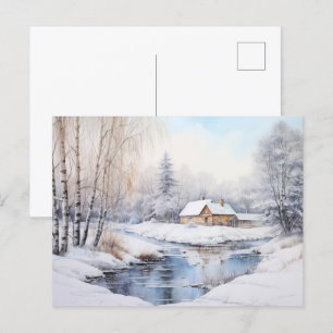 Festividades Cartão postal de férias de inverno Vintage Landsca