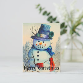 Festividades Cartão Postal de Férias do Boneco de Neve em Aquar