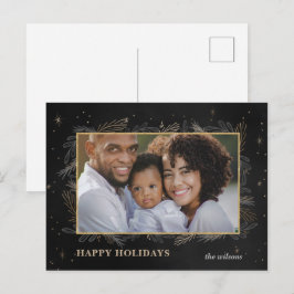 Festividades Cartão Postal de Férias Fotográfico Botânico Ouro 