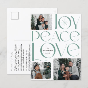 Festividades Cartão postal de Férias Joy Peace Love
