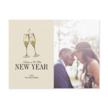 Cartão postal de foto de Ano Novo com lâmina doura
