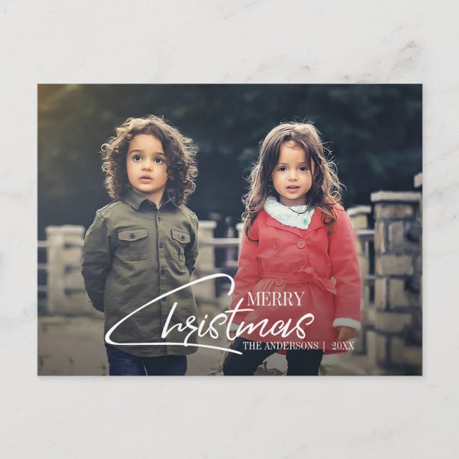 Festividades Cartão postal de foto de férias com roteiro de Nat (Frente)