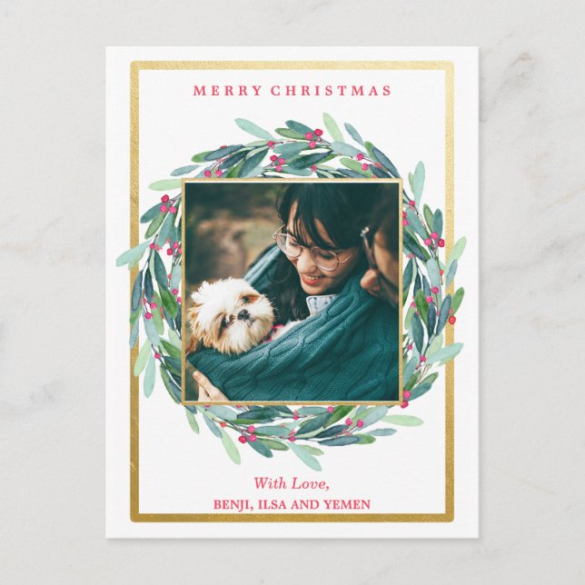 Festividades Cartão postal de foto de férias de Natal (Frente)