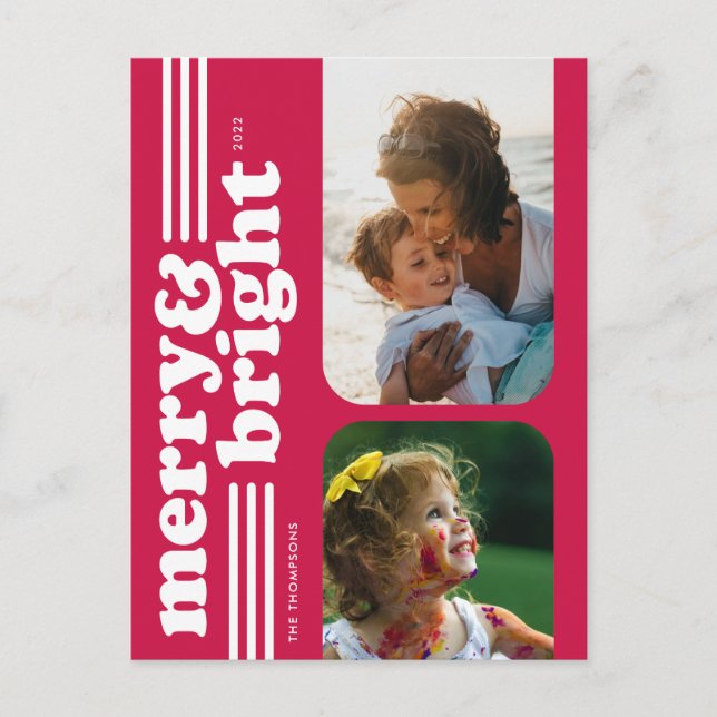 Festividades Cartão postal de foto magenta retrorreflector com  (Frente)