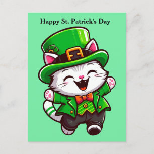Festividades Cartão postal de gato fofo do dia de São Patrício