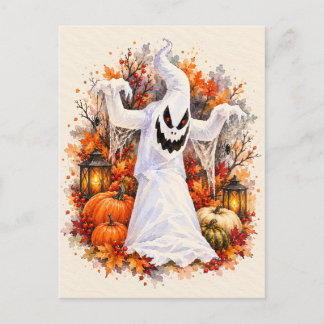 Festividades Cartão postal de Halloween em aquarela de Fantasma