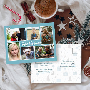 Festividades Cartão postal de mensagem de seis fotos de Natal A