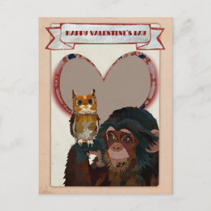 Festividades Cartão postal de NAMORADOS CHIMP e OWL