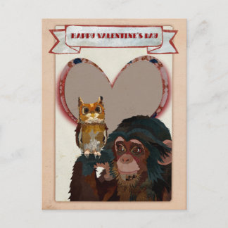 Festividades Cartão postal de NAMORADOS CHIMP e OWL