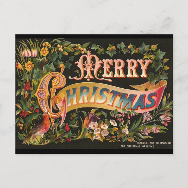 Festividades Cartão postal de natais vintages (Frente)